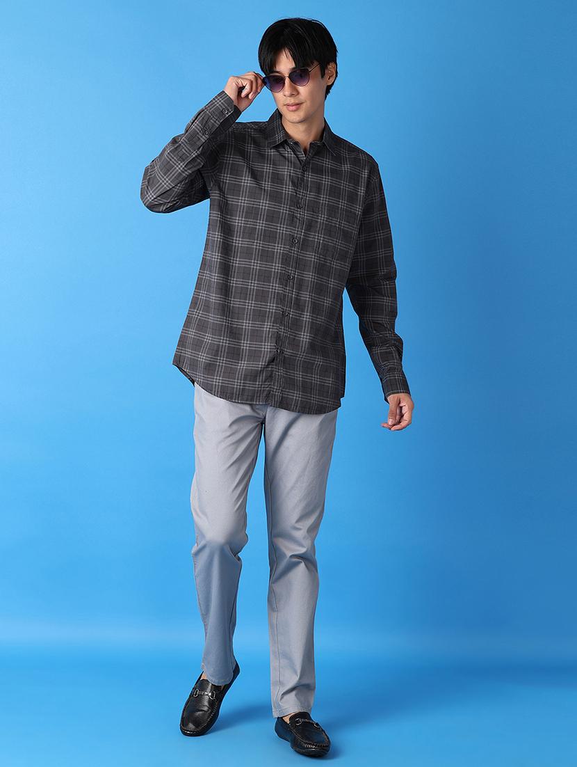 men blue solid chinos casual trouser - 21492802 - Standard Image - 4