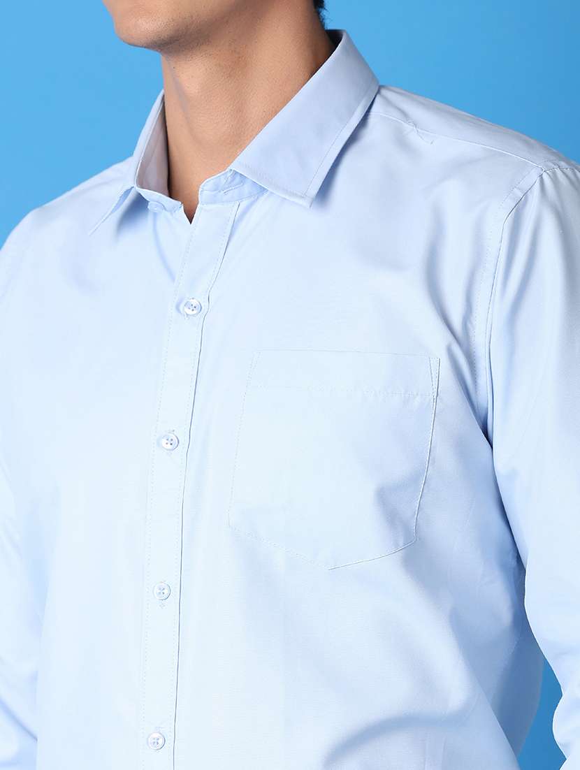 men blue solid formal shirt - 21492852 -  Standard Image - 4