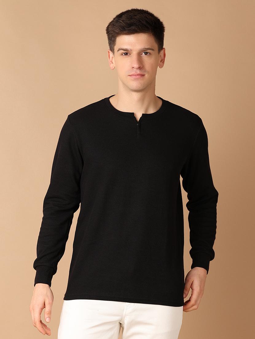 men black solid t-shirt