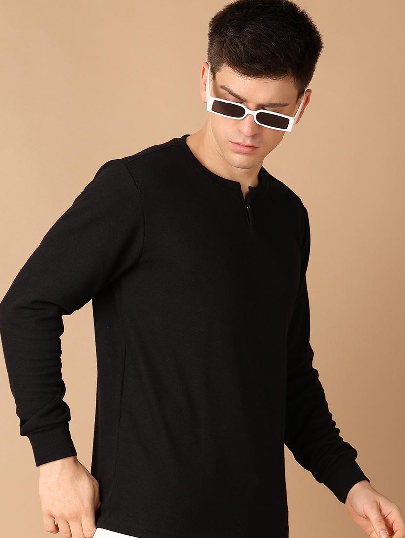 men black solid t-shirt - 21492867 - Standard Image - 1