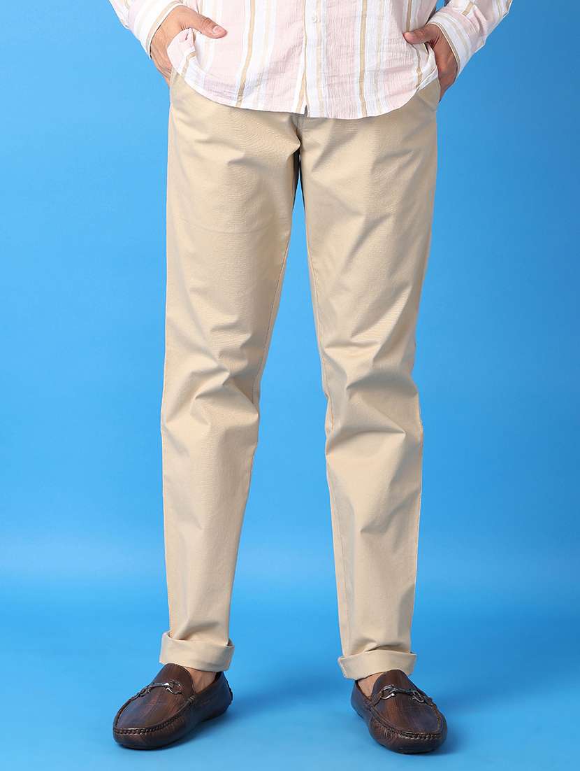men mid-rise solid chinos casual trouser - 21492902 -  Standard Image - 1