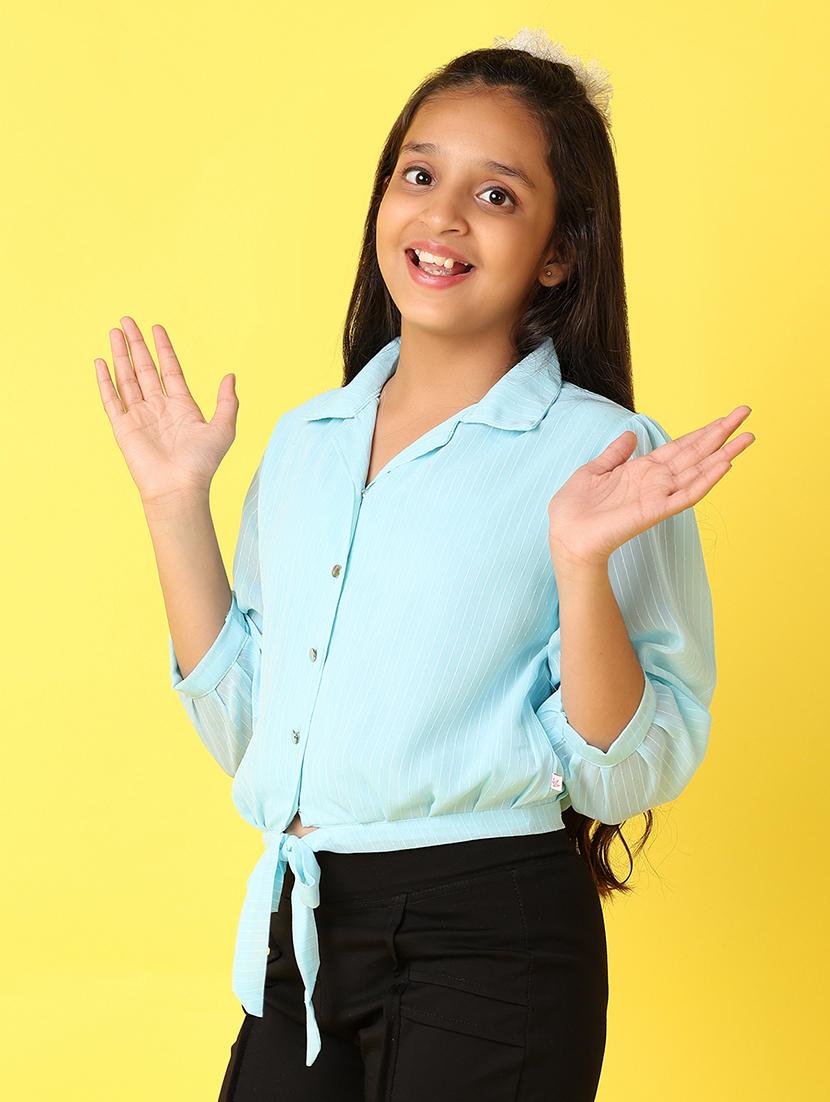 girls striped printed collared top - 21492906 - Standard Image - 1