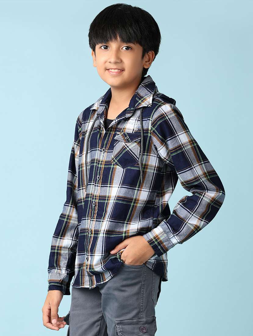 boys blue checks shirt - 21492966 - Standard Image - 1
