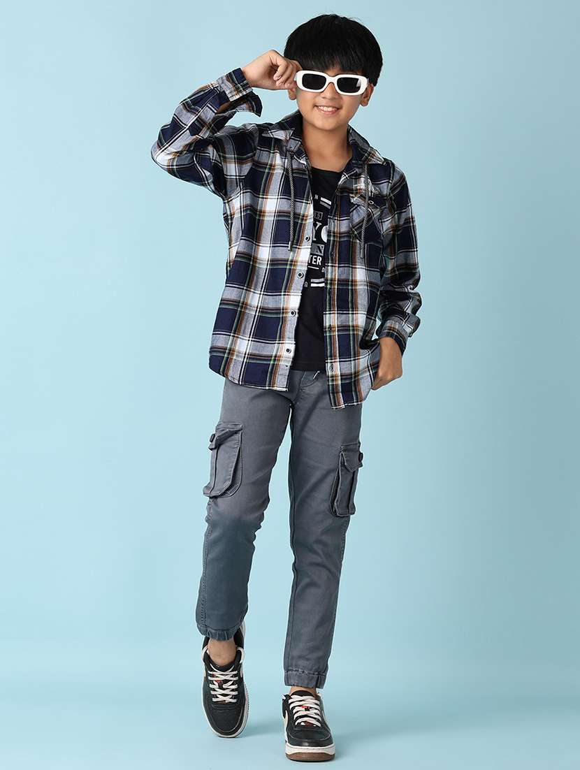 boys blue checks shirt - 21492966 - Standard Image - 4