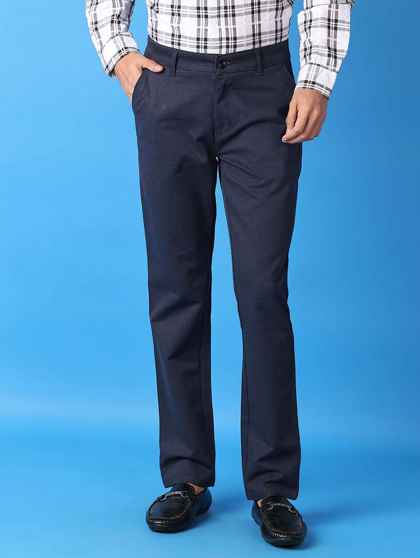 men solids flat front chinos trouser