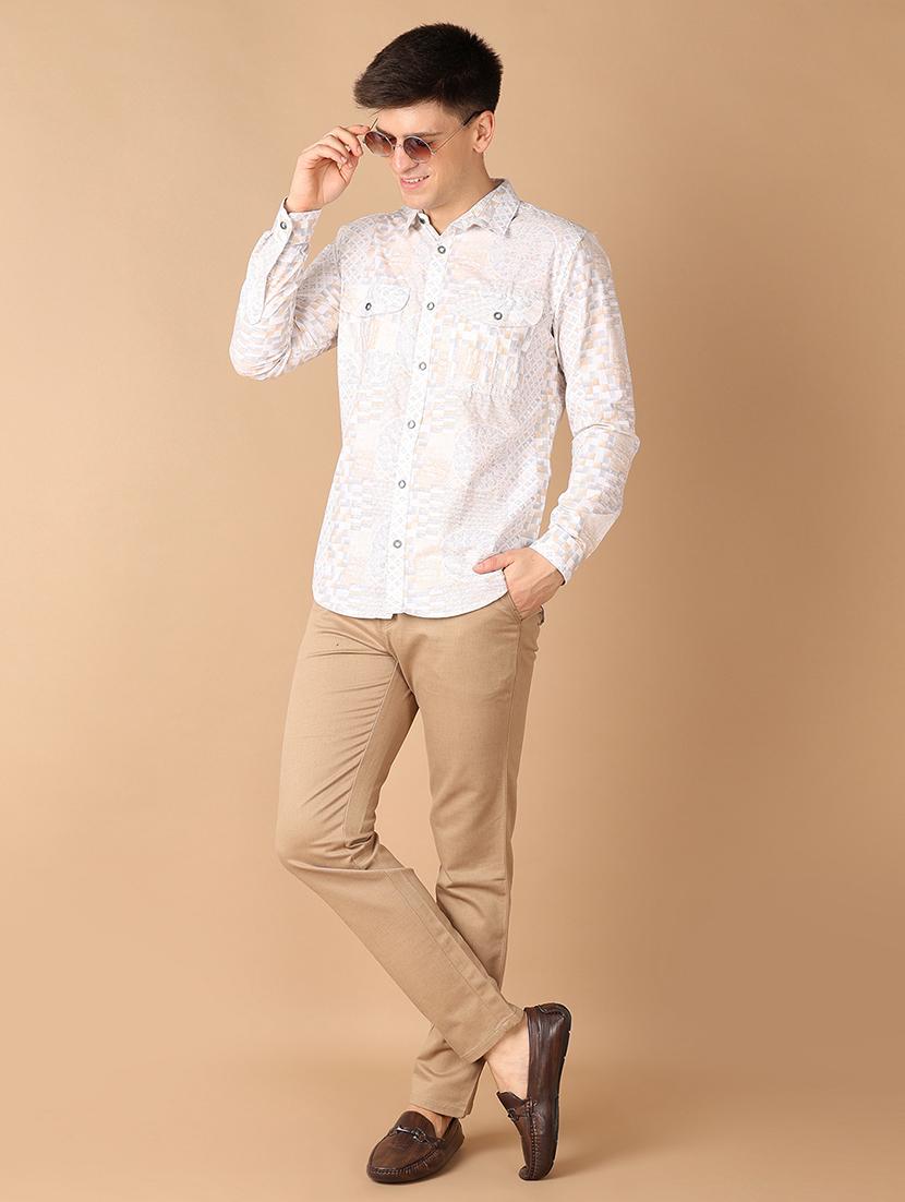 men solids flat front chinos trouser - 21492983 - Standard Image - 4