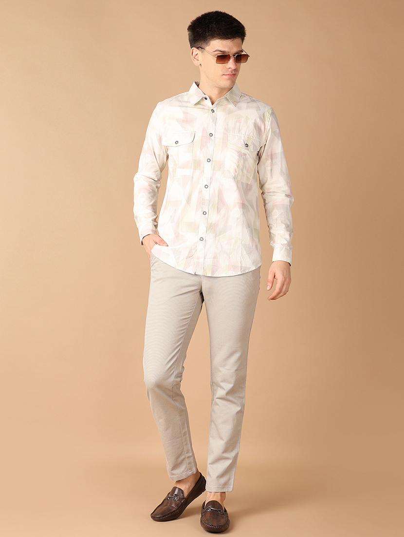 men solids flat front chinos trouser - 21492991 - Standard Image - 4