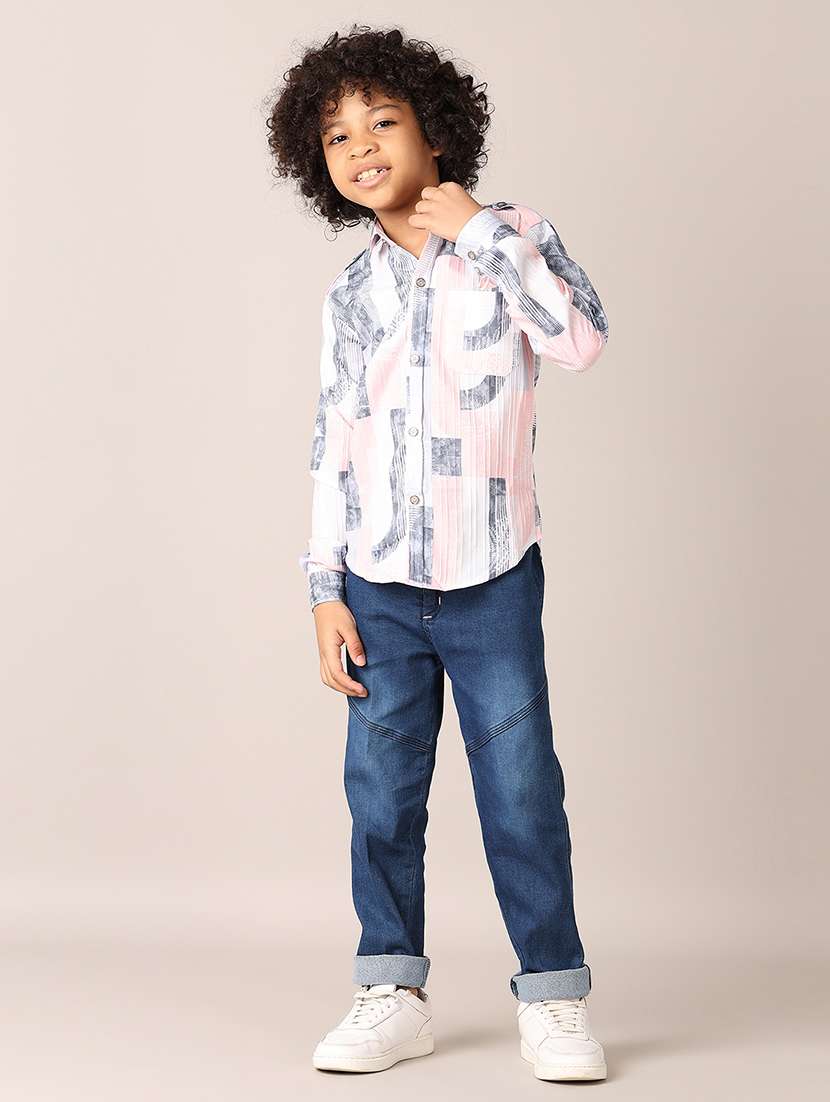 boys printed long sleeves shirt & jeans set - 21492993 -  Standard Image - 1