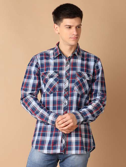 men collared checks casual shirt - 21493052 -  Standard Image - 0