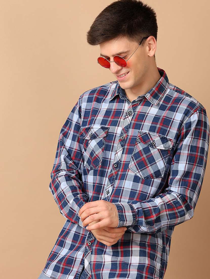 men collared checks casual shirt - 21493052 -  Standard Image - 1