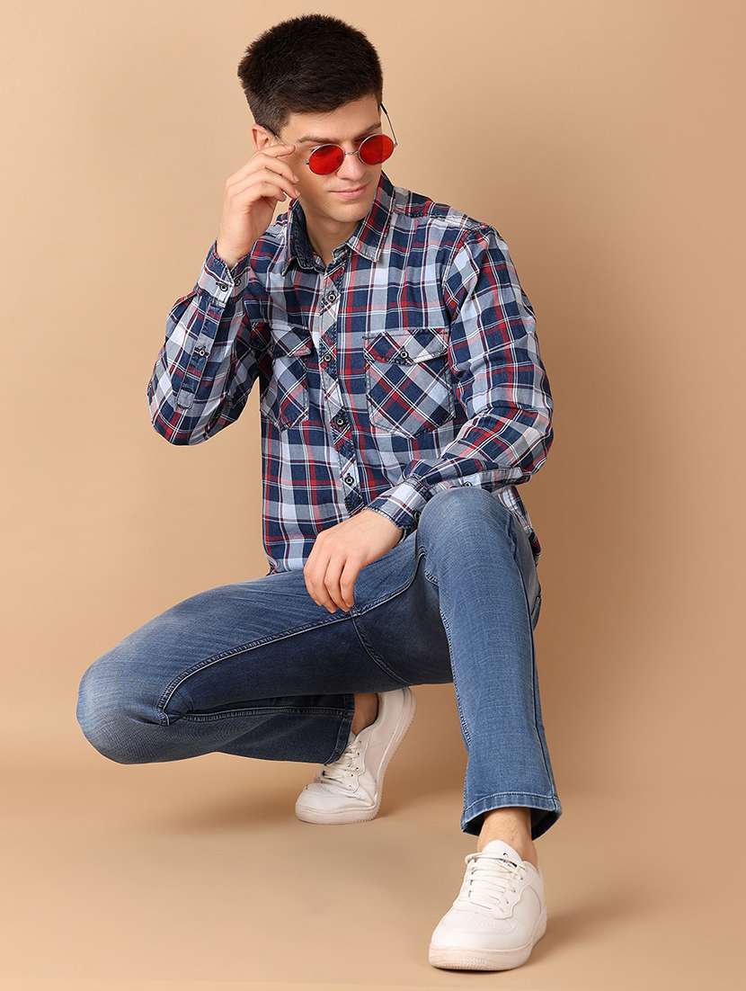men collared checks casual shirt - 21493052 -  Standard Image - 4