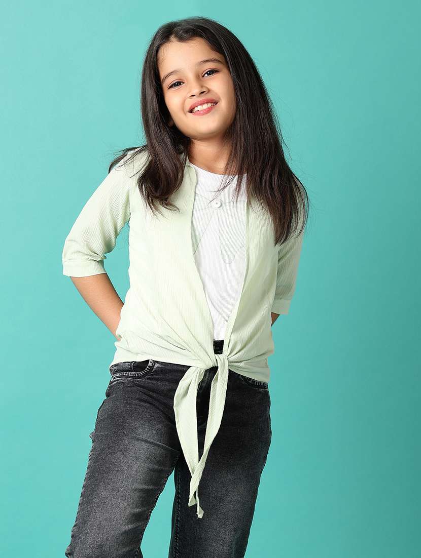 girls printed three quarter sleeves top