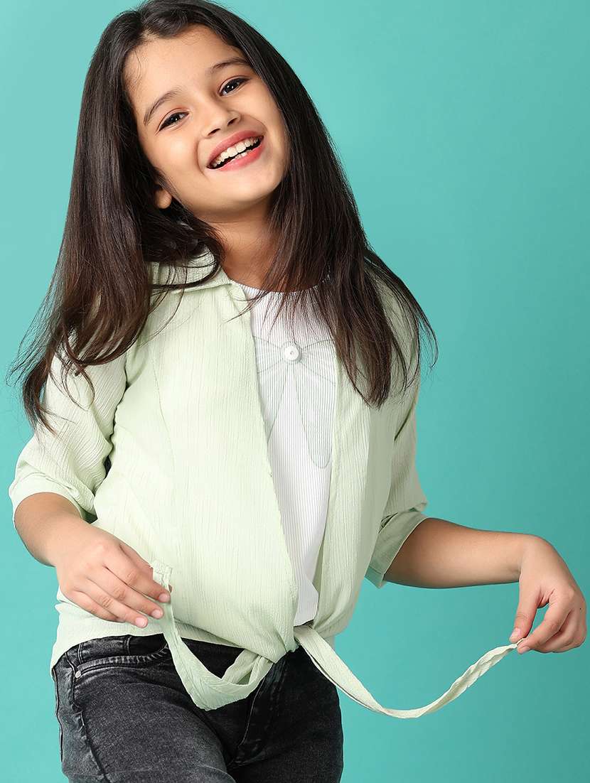 girls printed three quarter sleeves top - 21493083 -  Standard Image - 1