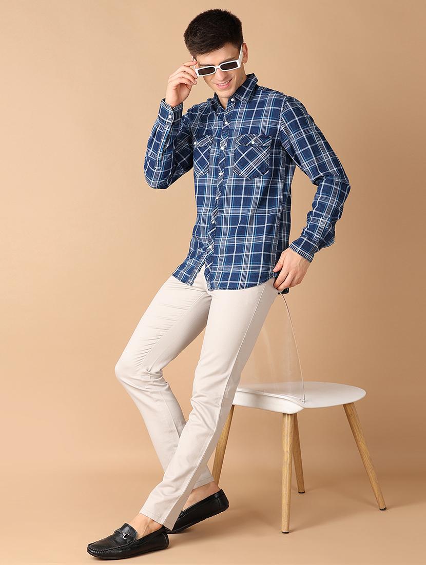 men solids flat front chinos trousers - 21493132 - Standard Image - 4