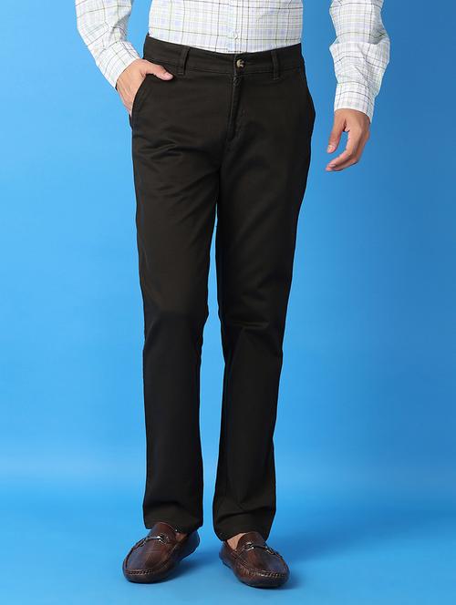 men solids flat front chinos trousers - 21493139 - Standard Image - 0