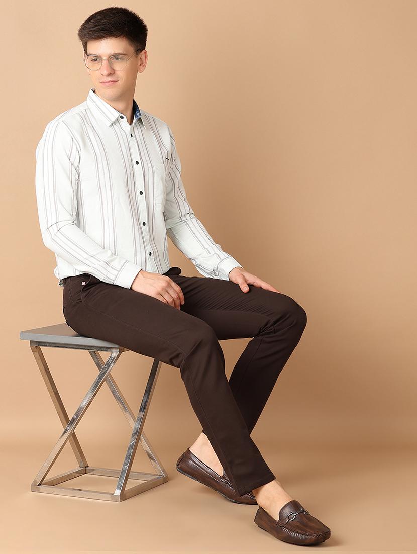men solids flat front chinos trousers - 21493142 - Standard Image - 4