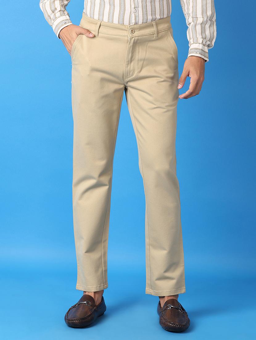 men solids flat front chinos trousers - 21493147 - Zoom Image - 0
