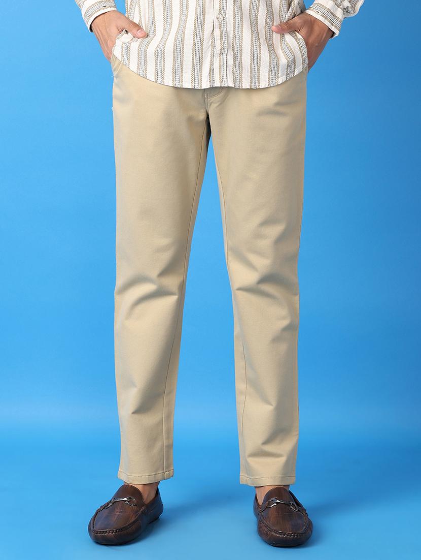 men solids flat front chinos trousers - 21493147 - Standard Image - 1
