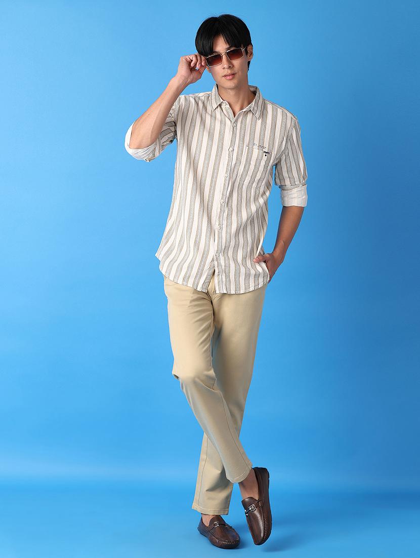 men solids flat front chinos trousers - 21493147 - Standard Image - 4