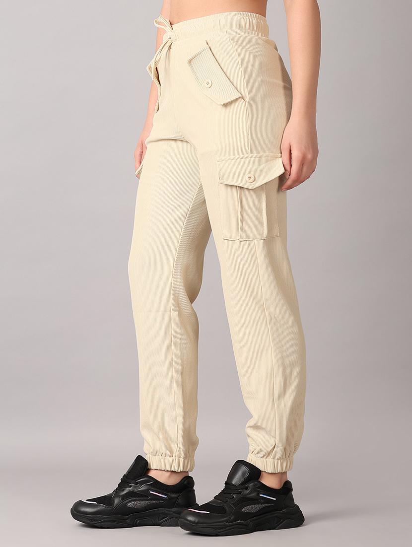 women beige solid cargo - 21493178 -  Standard Image - 1