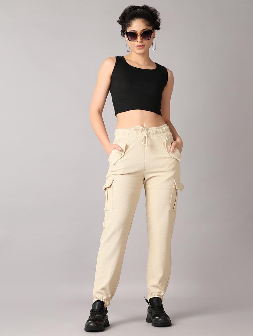 women beige solid cargo - 21493178 - Standard Image - 4