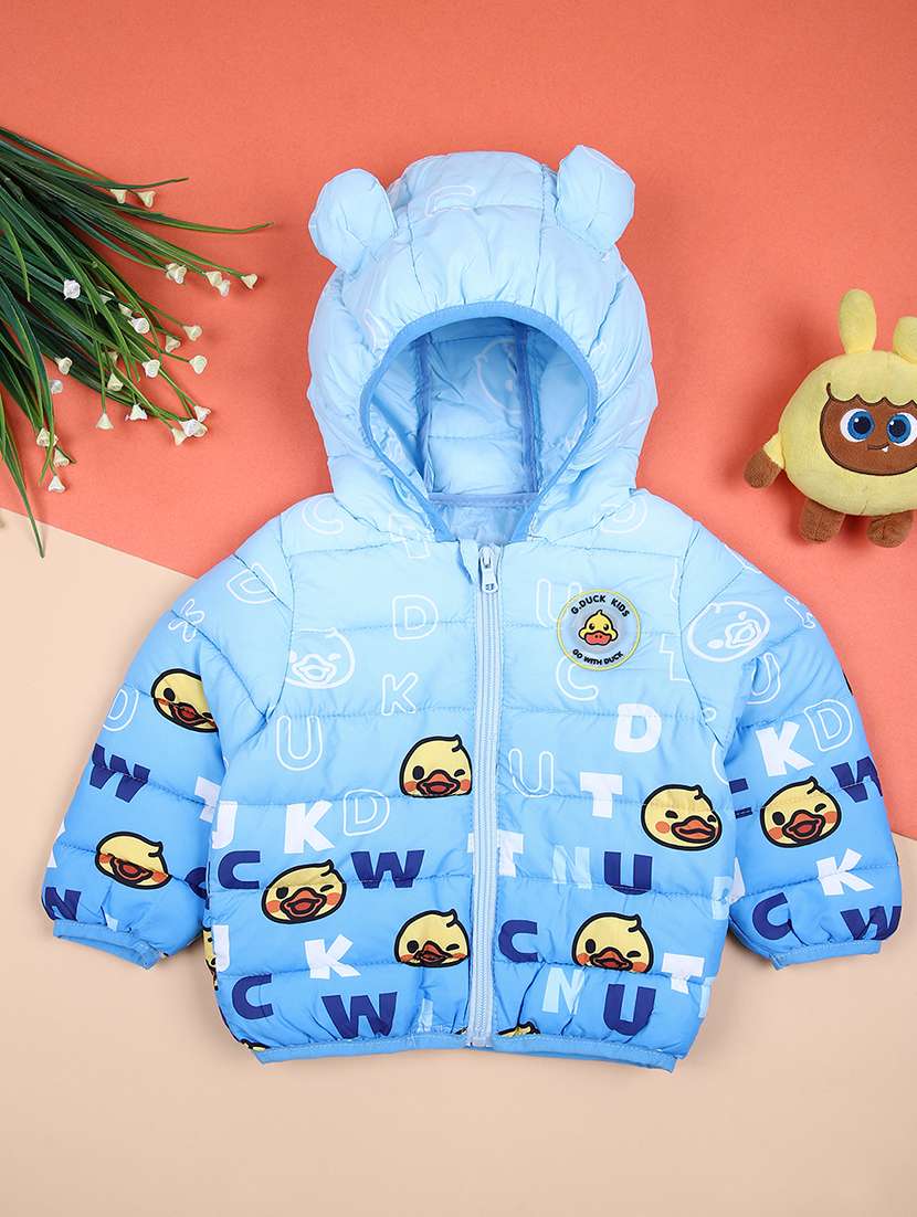 boys printed hooded bomber jacket