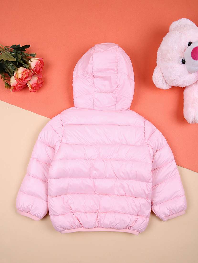 girls solid hooded long sleeve quilted jacket - 21493189 -  Standard Image - 1