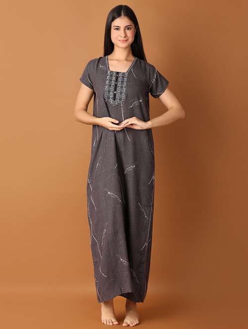 women charcoal printed nighty