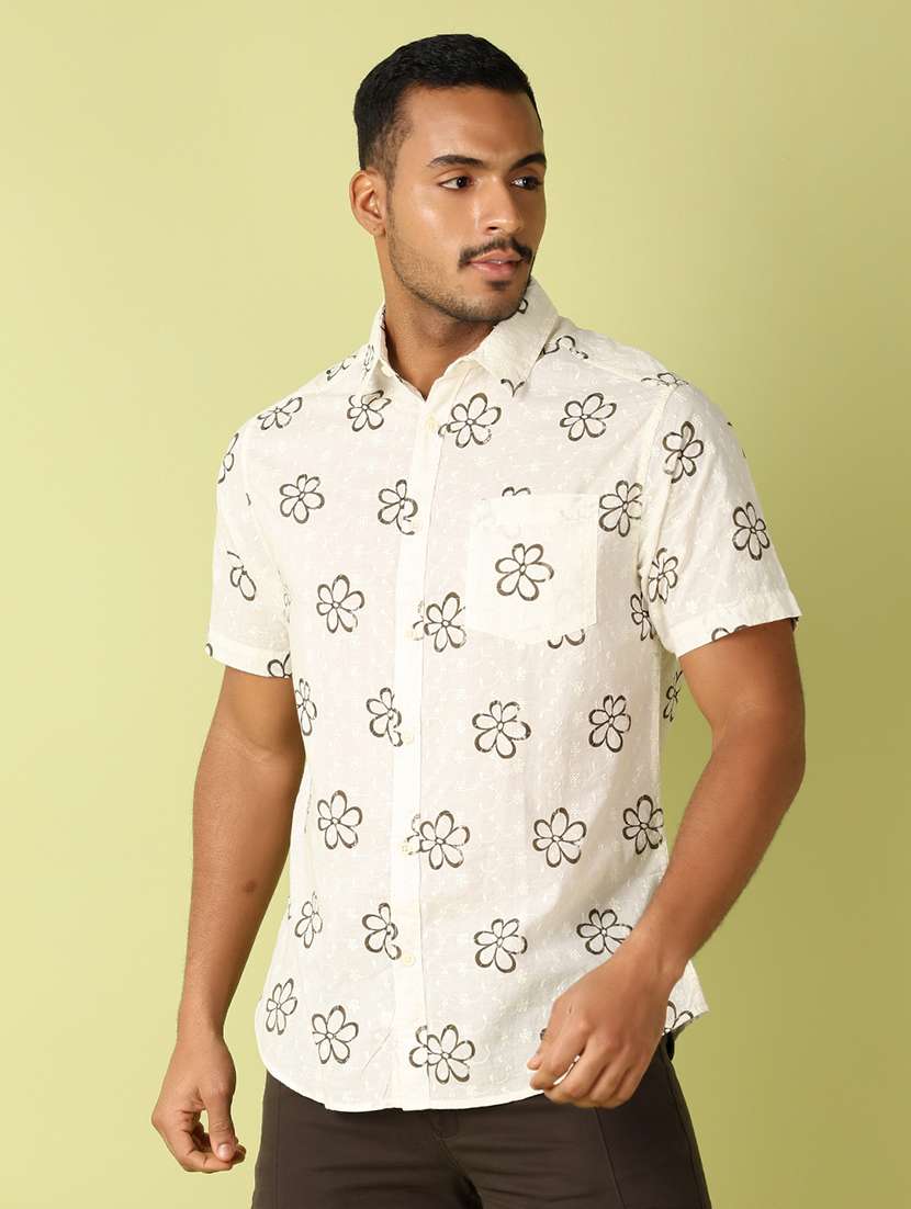 men collared printed casual shirt - 21493237 - Standard Image - 1