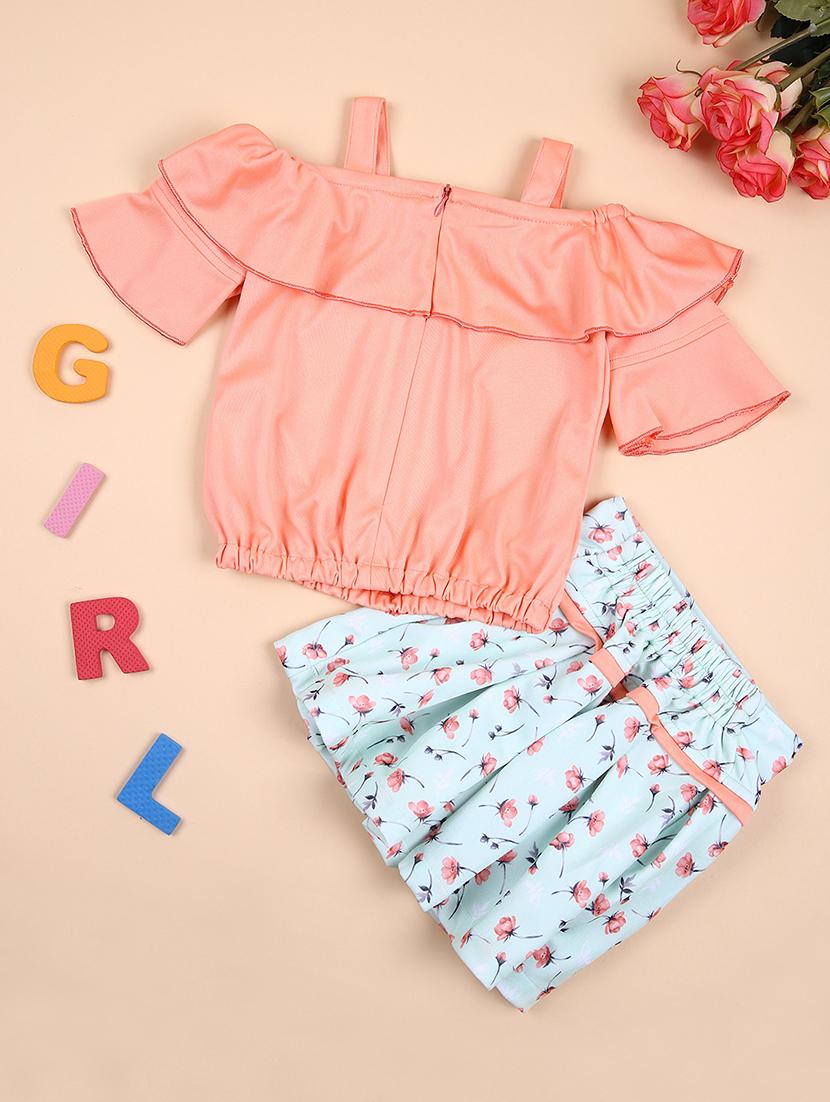 girls printed shorts sleeves skirt & top set - 21493244 - Standard Image - 1