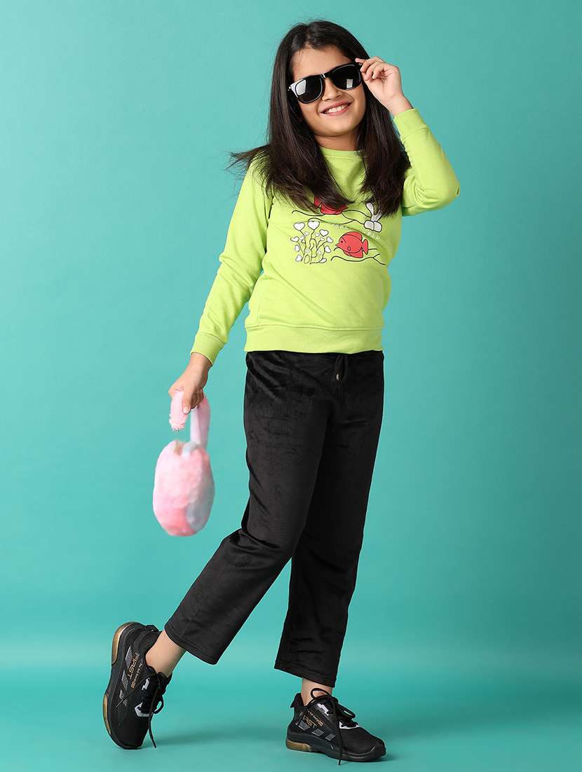 girls front printed round neck sweatshirt - 21493419 -  Standard Image - 4