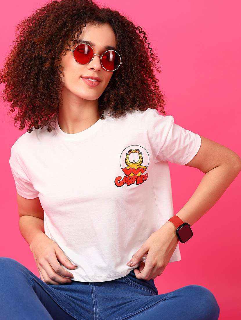 women round neck front & back print t-shirt - 21493496 -  Standard Image - 1