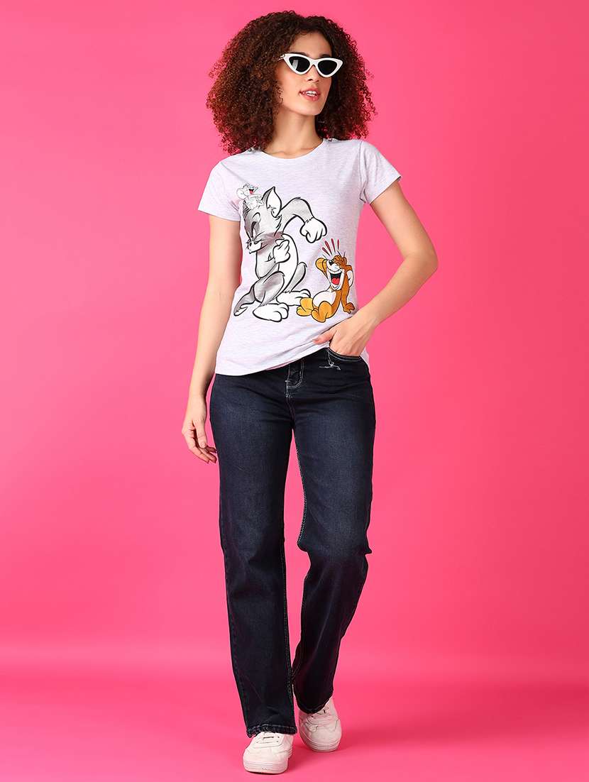women round neck front print t-shirt - 21493497 - Standard Image - 4