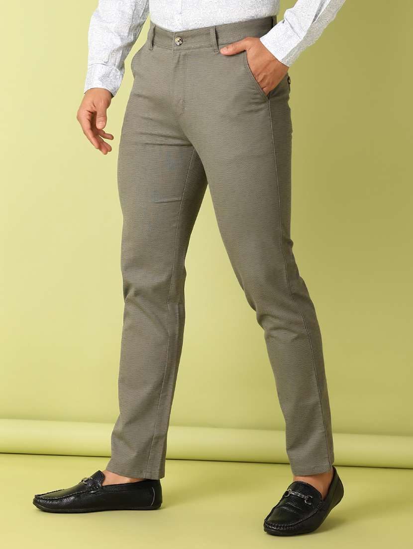 men printed flat front slim fit trouser - 21493513 -  Standard Image - 1