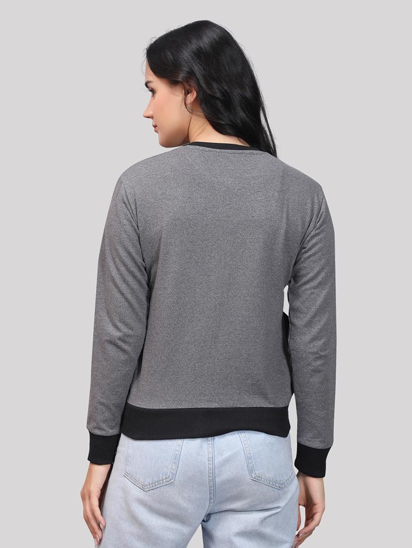 women grey melange fleece bomber jacket - 21493516 - Standard Image - 4