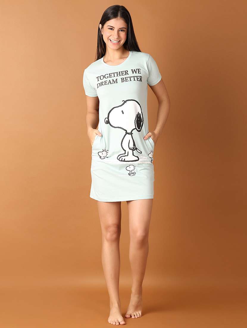 women printed short sleeves nighty
