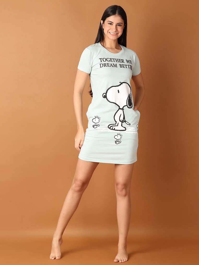 women printed short sleeves nighty - 21493636 -  Standard Image - 1