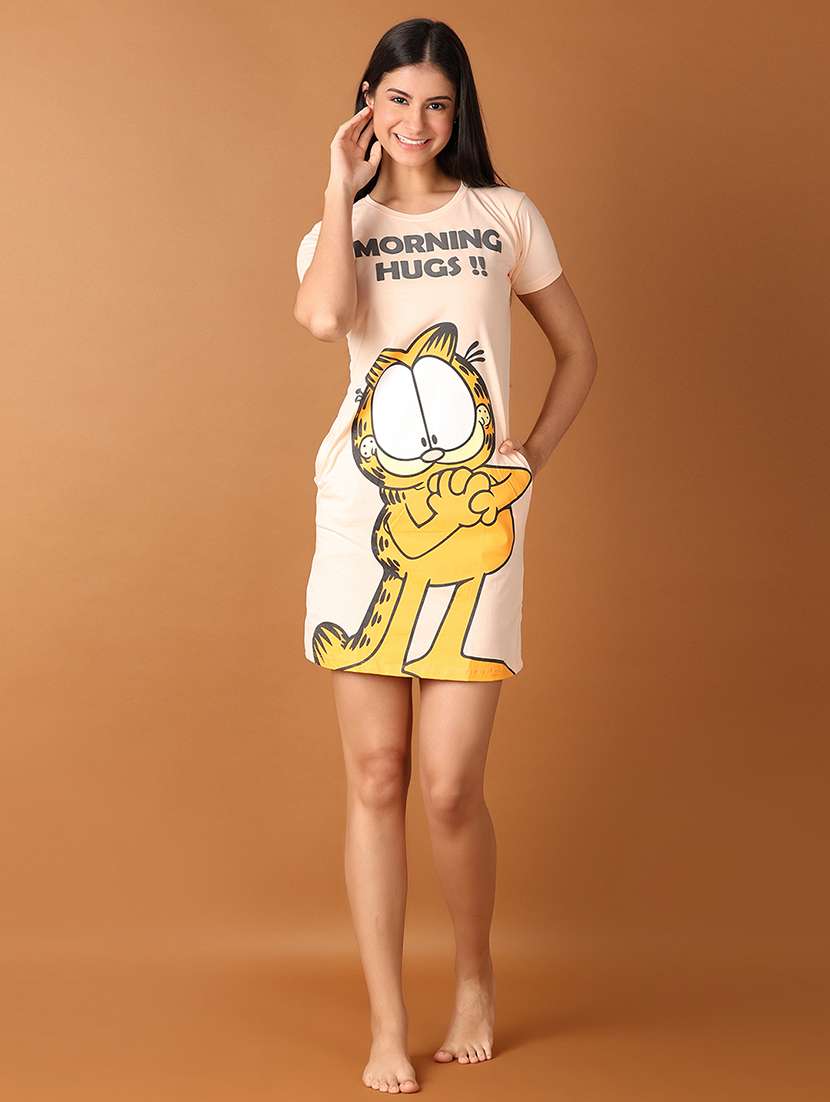 women printed short sleeves nighty