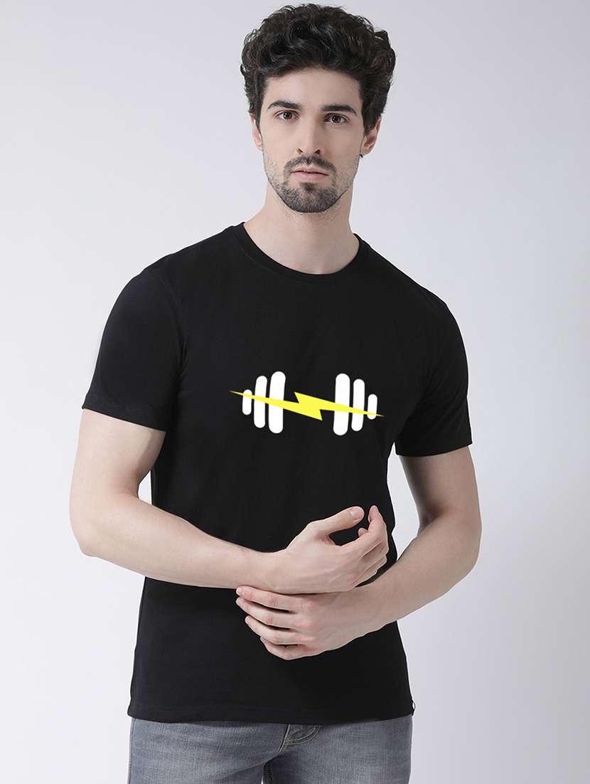 men round neck chest print t-shirt - 21493916 - Zoom Image - 0
