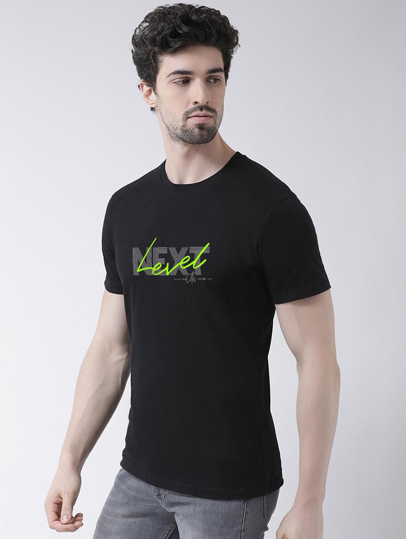 men black cotton chest print t-shirt - 21493923 - Standard Image - 1