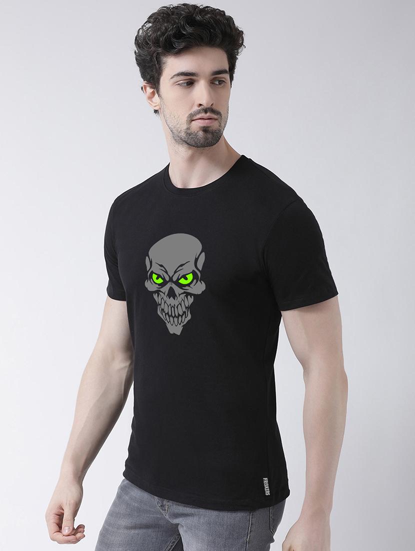 men black cotton front print t-shirt - 21493927 - Standard Image - 1