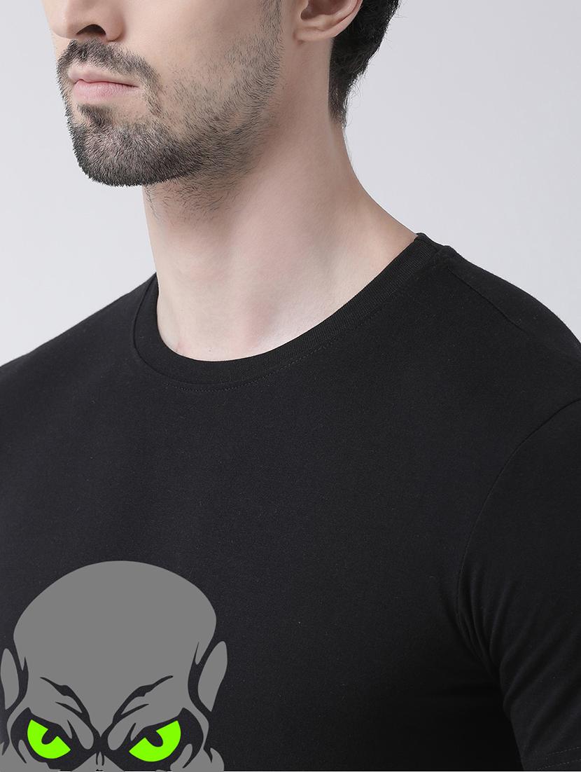 men black cotton front print t-shirt - 21493927 - Standard Image - 4