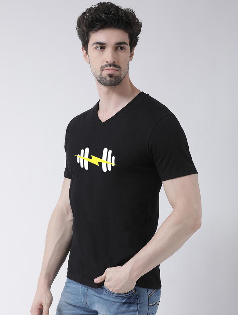 men v-neck chest print t-shirt - 21493929 - Standard Image - 1