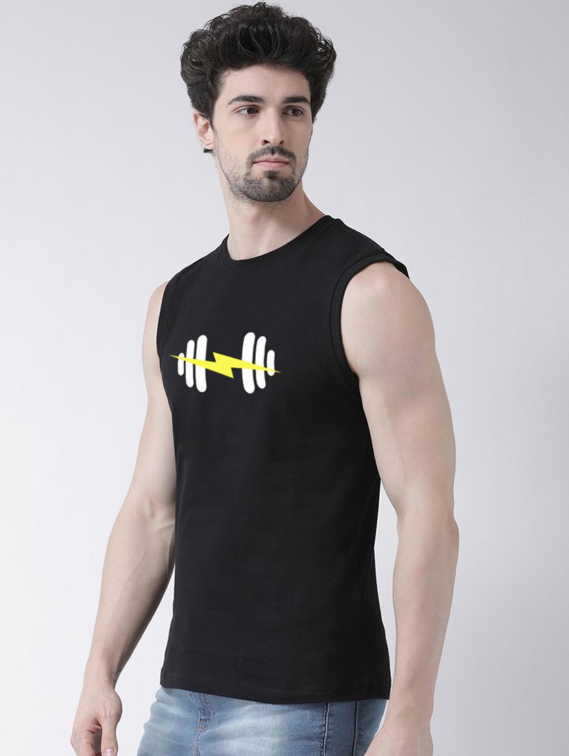 men round neck chest print sleeveless t-shirt - 21493932 - Standard Image - 1