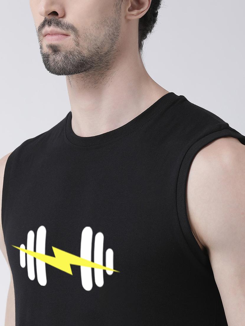 men round neck chest print sleeveless t-shirt - 21493932 - Standard Image - 4