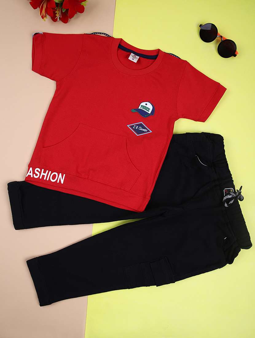 boys printed short sleeves t-shirt & jeans set - 21493966 -  Standard Image - 1