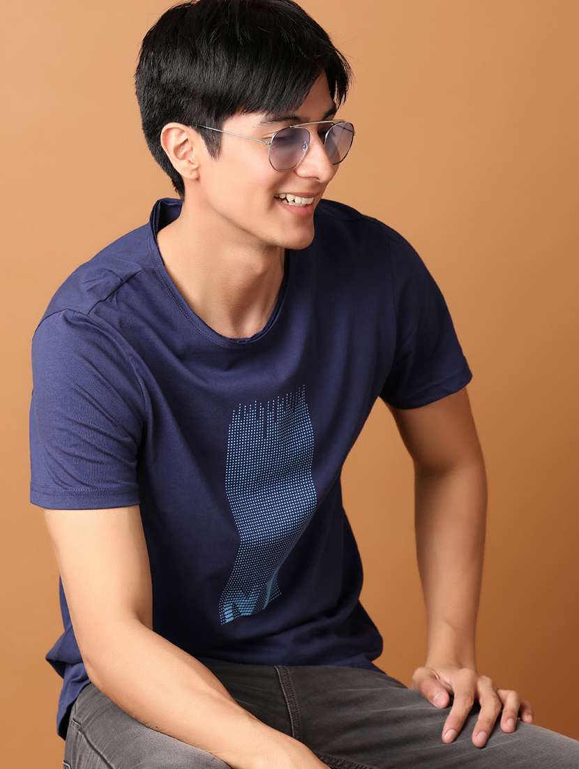 men round neck front printed t-shirt - 21493980 -  Standard Image - 1