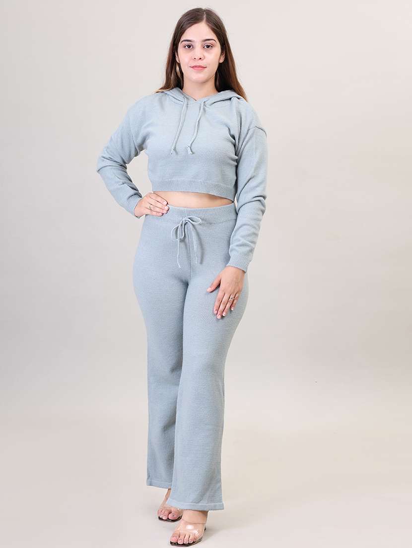 women light blue wool co-ord set