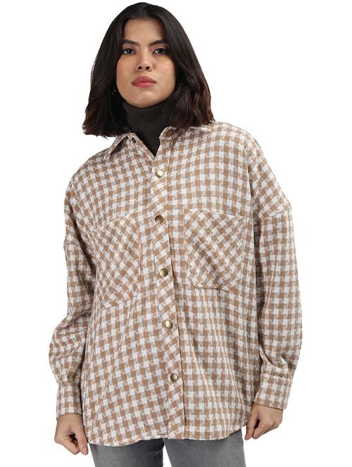 women brown long sleeves shackets - 21494260 - Standard Image - 0
