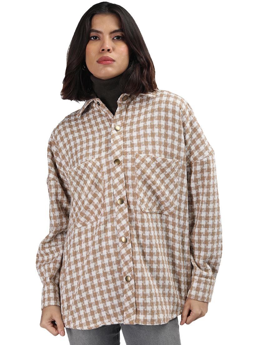 women brown long sleeves shackets - 21494260 - Zoom Image - 0